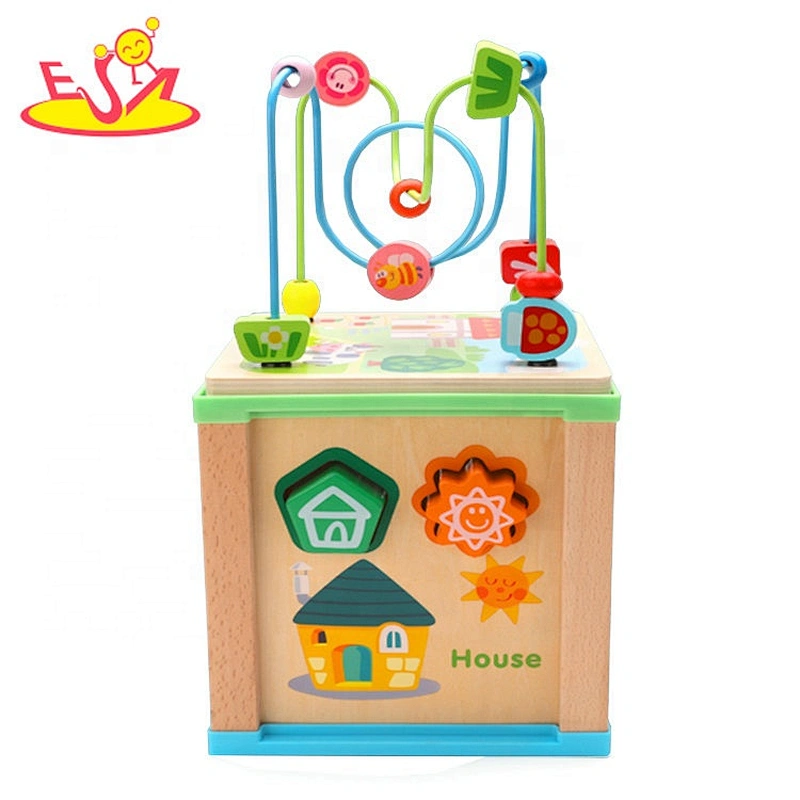 New design educational wooden activity cube for kids W11B239