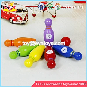 Wholesale mini wooden kids playing bowling toys colorful children wooden bowling set toys W01A293