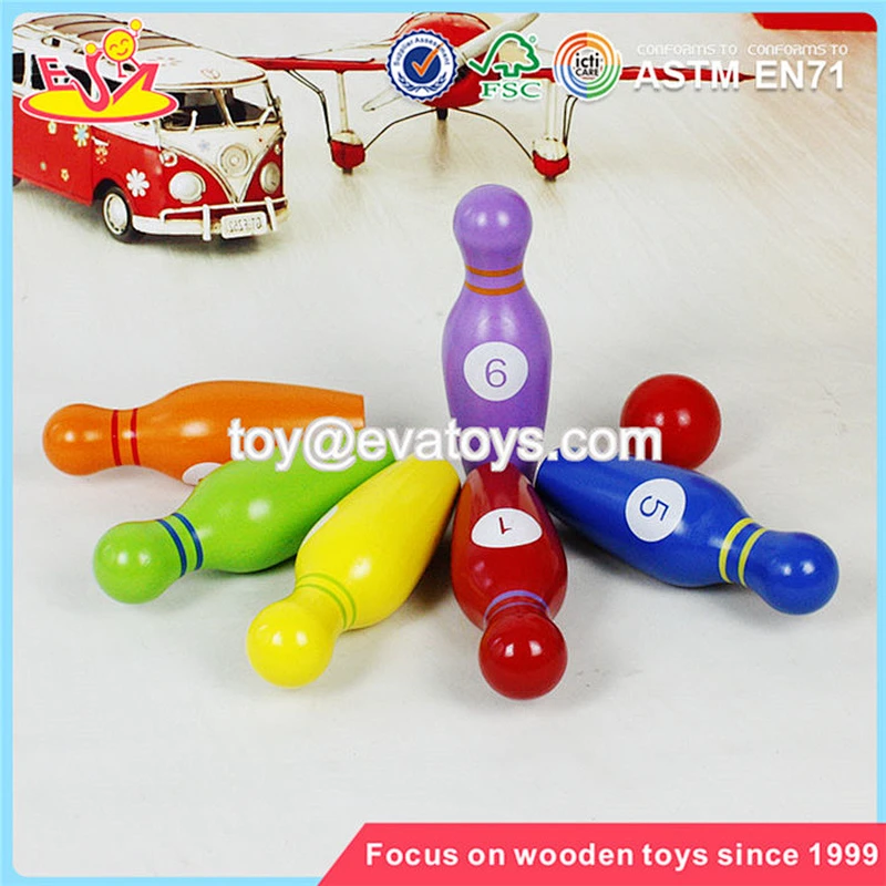 Wholesale mini wooden kids playing bowling toys colorful children wooden bowling set toys W01A293