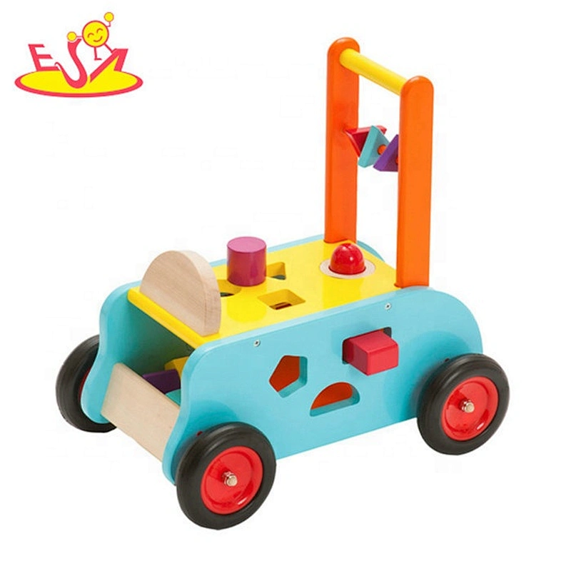 2019 Best sale educational wooden baby walker wagon with storage W16E129