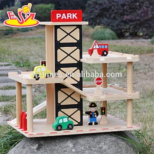 2018 wholesale boys wooden garage for toy cars new design kids wooden garage for toy cars best child garage for toy cars W04B051