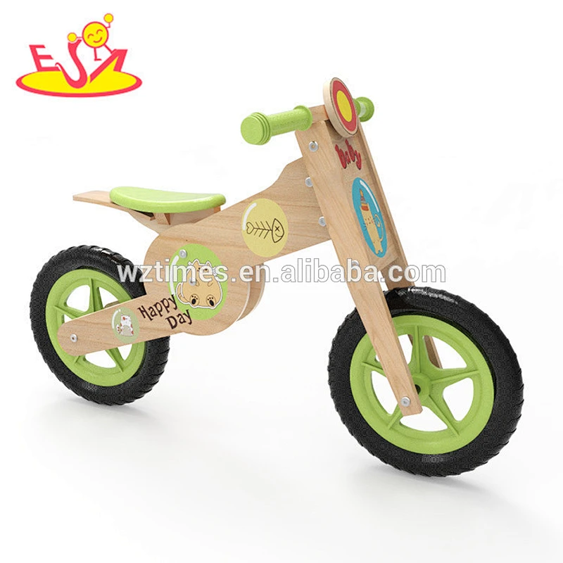 Wholesale brand new wooden cartoon balance bike hot sale baby wooden cartoon balance bike W16C183