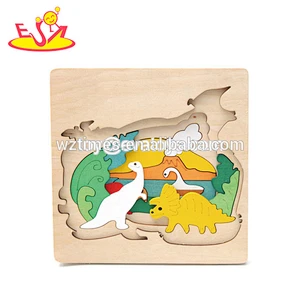 Los niños del juguete de madera natural educativo 3D rompecabezas de madera con forma de peces W14D029