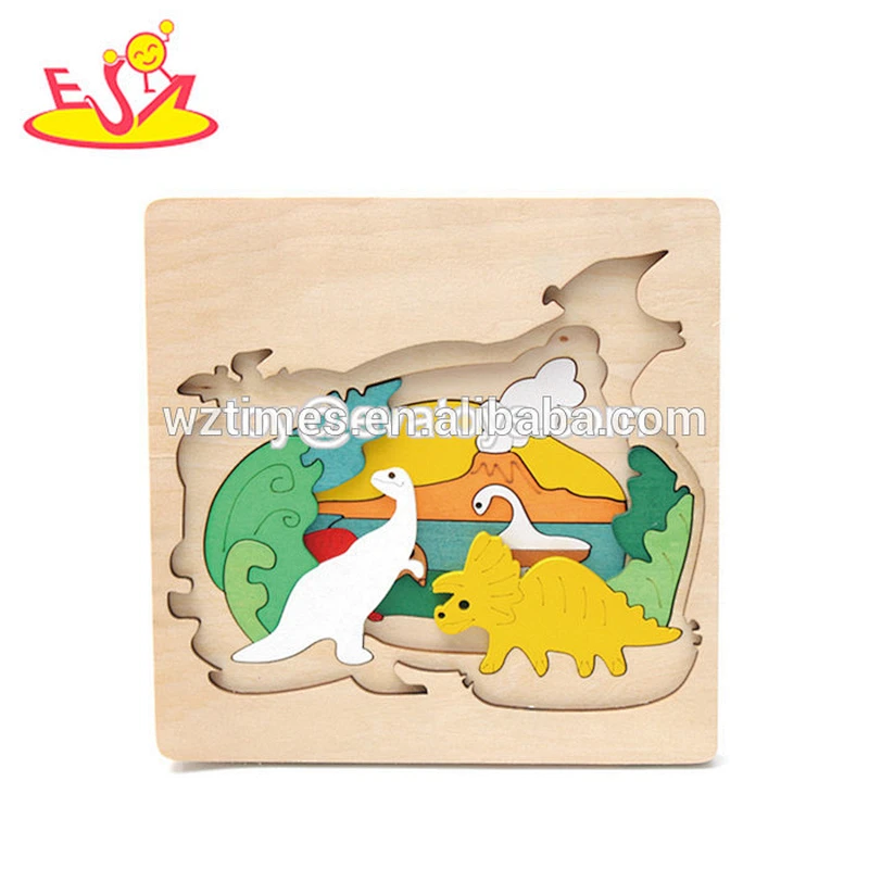 Los niños del juguete de madera natural educativo 3D rompecabezas de madera con forma de peces W14D029