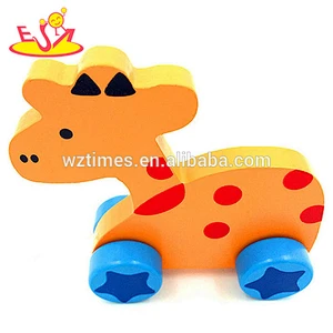 wholesale lovely wooden animal drag toy fashionable animal wooden drag toy for kids W05B106