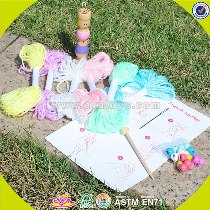 wholesale Kids Educational easy knit wool toy,DIY Knitting Wool Funny Soft toy, Novelty wool Wooden knit wool toy W11E042