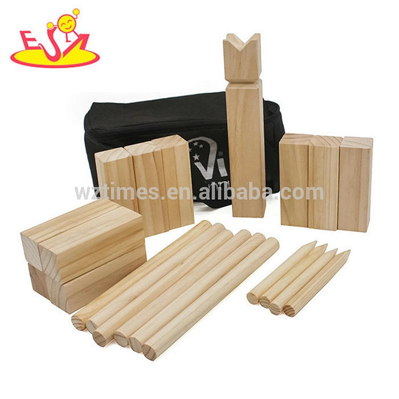 Hardwood outdoor sports & entertainment wooden kubb game set for Children or Adults W01B080