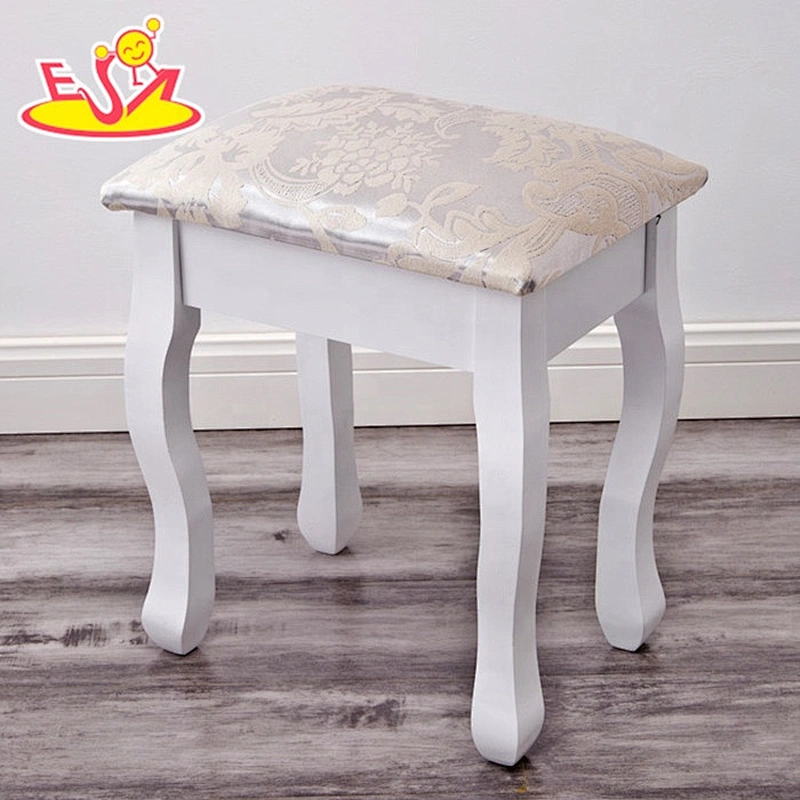 Simple white princess wooden dresser table with mirror W08H014