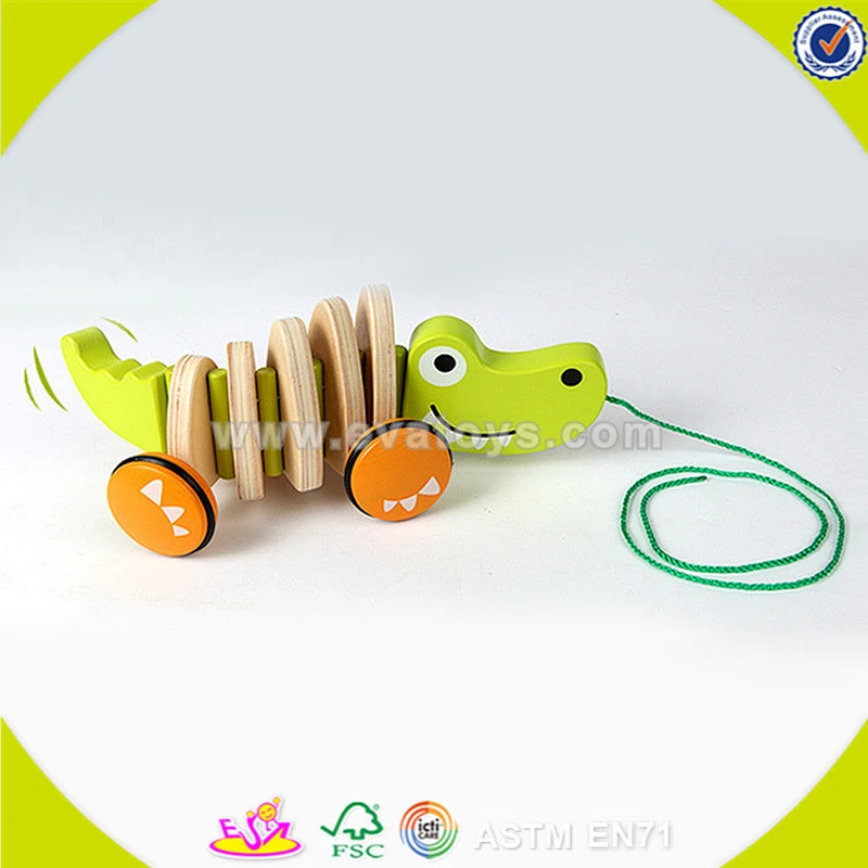 wholesale baby wooden toy drag funny kids wooden toy drag animal wooden toy drag W05B091