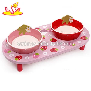wholesale best sale wooden pet ceramics bowl for red/pink W06F015