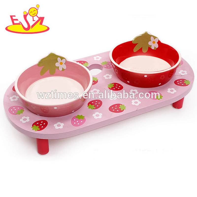 wholesale best sale wooden pet ceramics bowl for red/pink W06F015