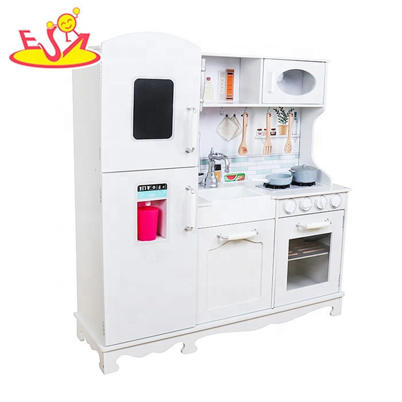 2019 New arrival white wooden kids play kitchen for pretend W10C409B