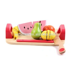 2018 Wholesale hot sale pretend play kitchen toys wooden cutting toy for kids W10B214