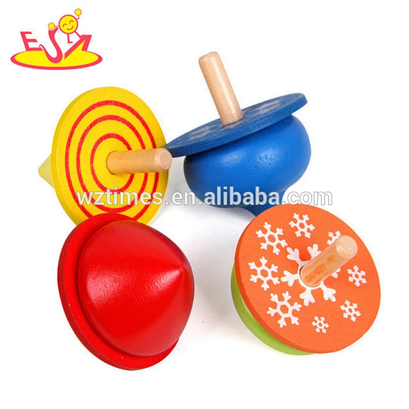New hottest 4 in 1 educational toy wooden spin top for children W01B077