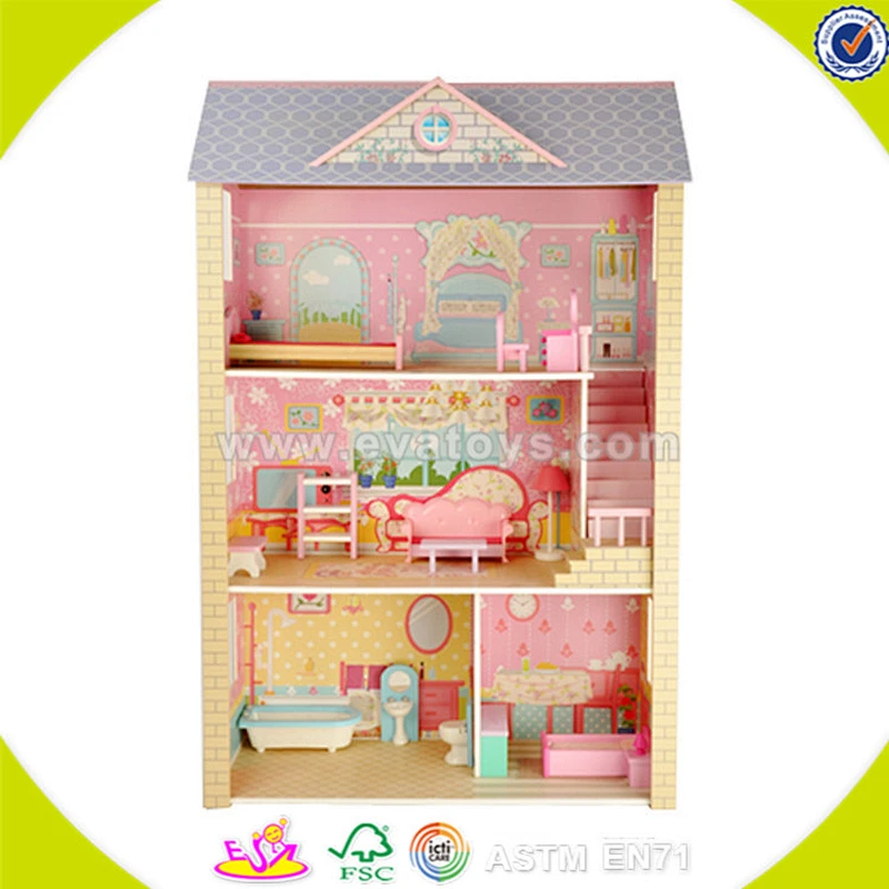 wholesale pretend dollhouse wooden kids play set for preschoolers W06A043