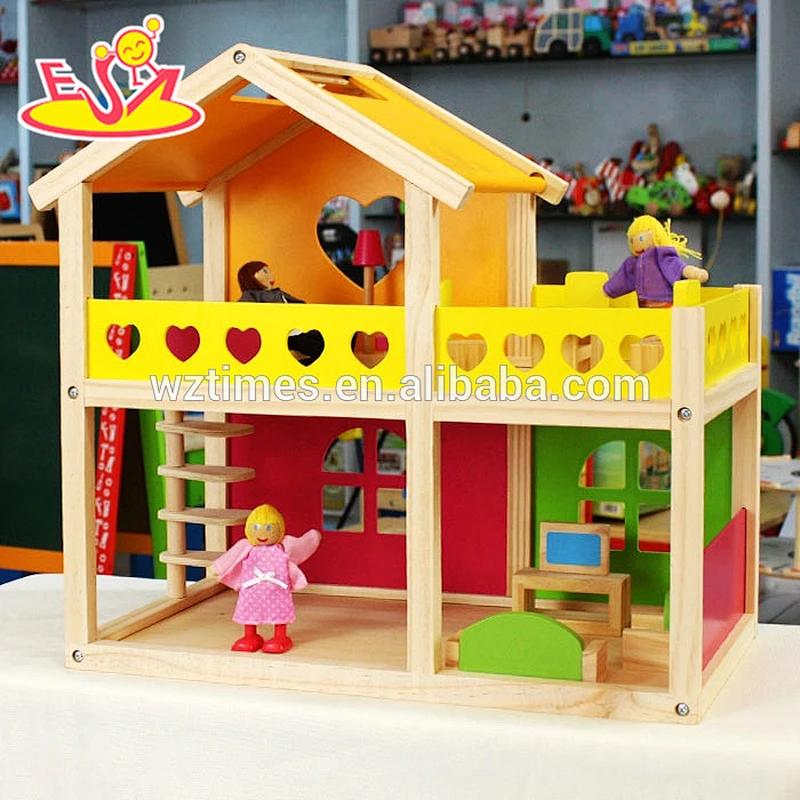 2018 wholesale kid wooden doll house family cheap baby wooden doll house family children wooden doll house family W06A157