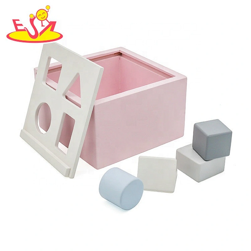 New hottest educational pink wooden shape sorting game for kids W12D167