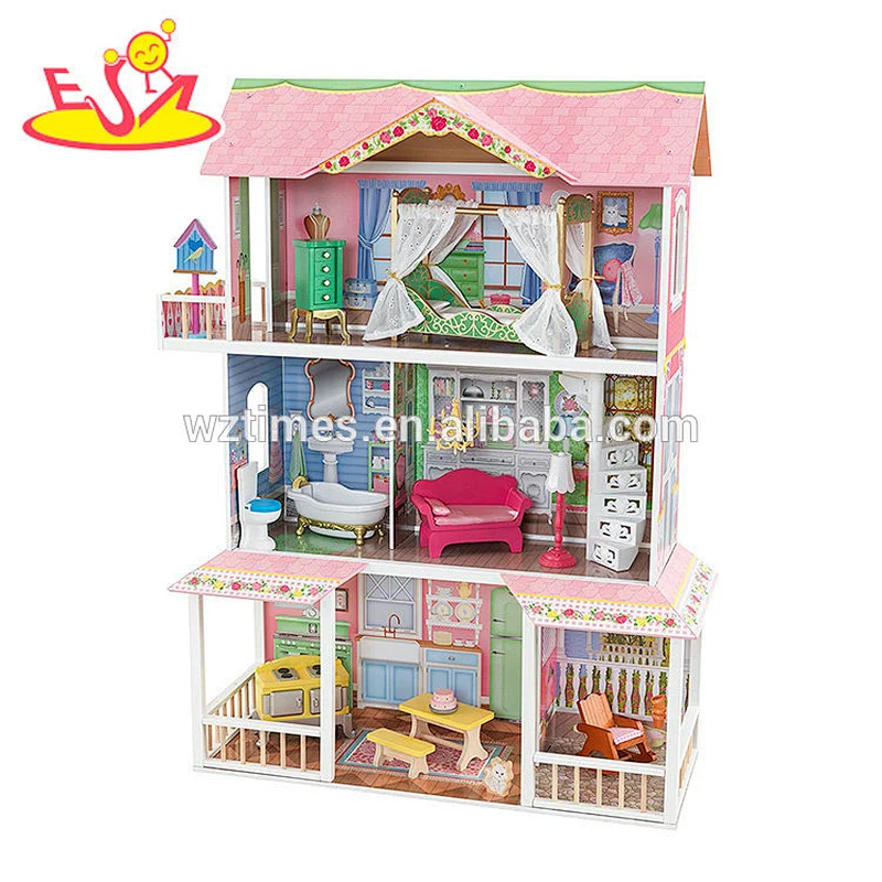 Wholesale fashion wooden dream castle dollhouse toy for girls W06A267