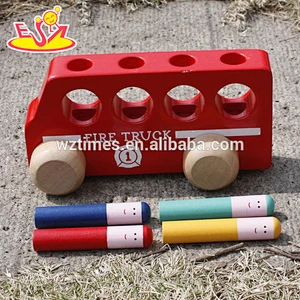 wholesale most popular children's wooden toy bus cheap kids wooden toy bus W04A257
