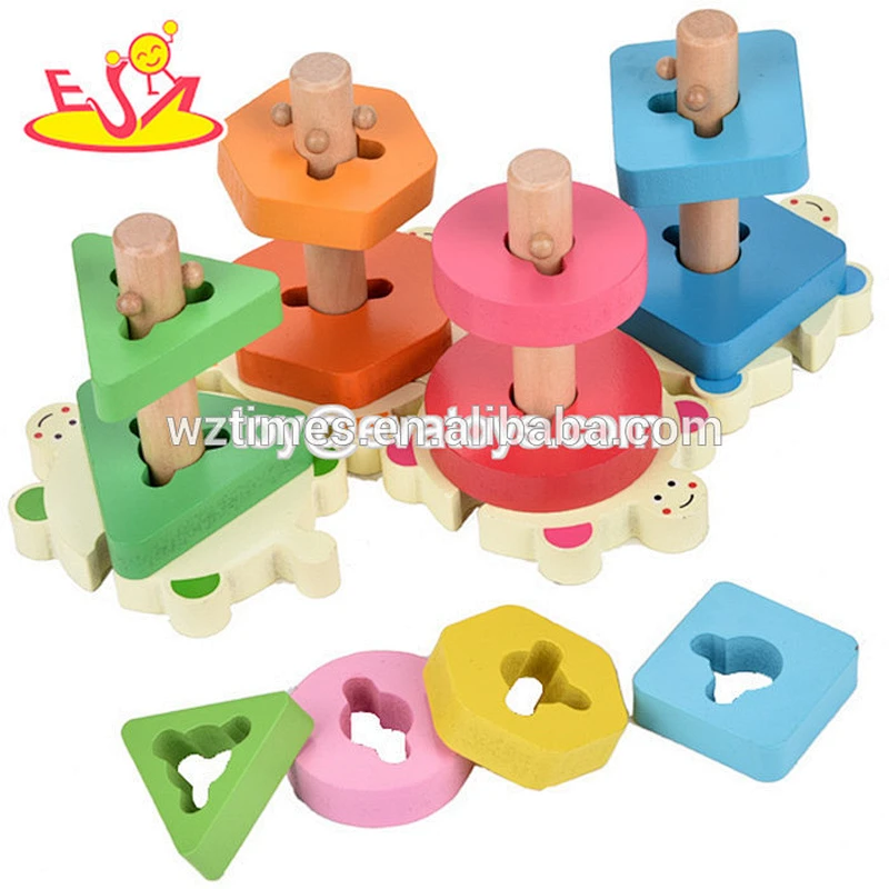Wholesale educational toy wooden shape matching game for baby learning shapes and colors W13E074