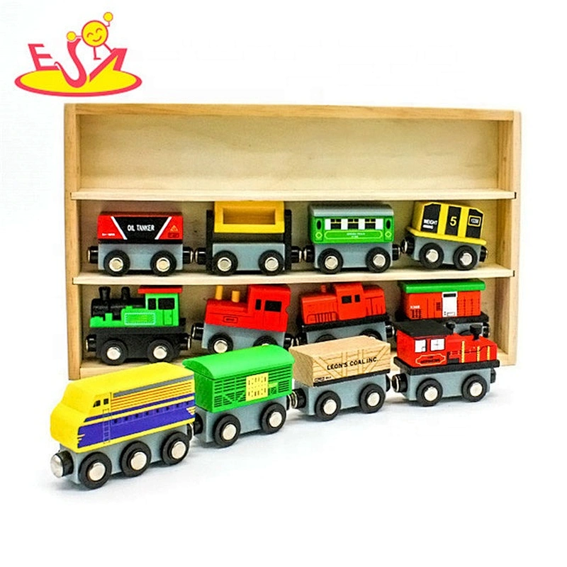 2019 New arrival 12 PCS magnetic set wooden toy train set for kids W04A377
