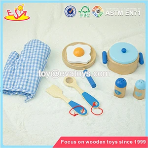 Wholesale best gift for preschool kids wooden 9 pcs cooking toy funny wooden cooking kitchen toy W10B128