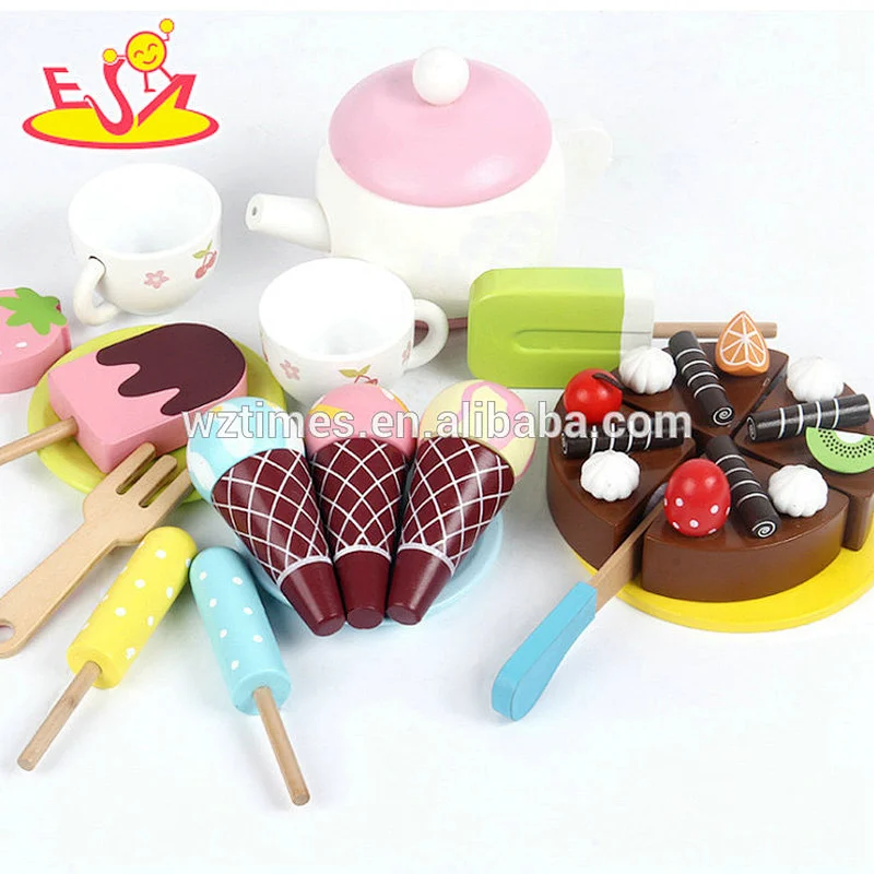 2018 Wholesale porcelain ice cream model toys wooden kids pretend play toy with CE W10B221