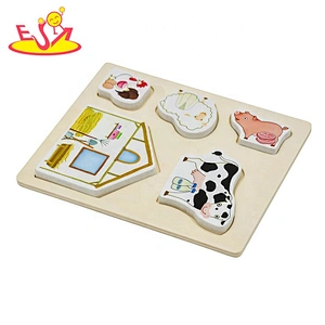 2019 wholesale educational wooden farm animals puzzle for kids W14D077