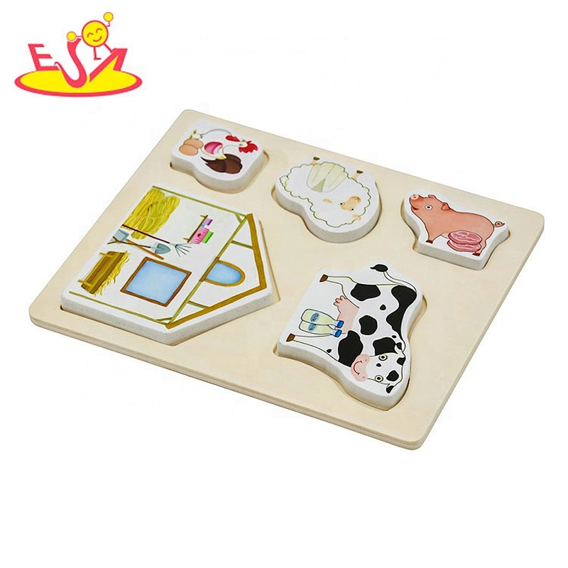 2019 wholesale educational wooden farm animals puzzle for kids W14D077