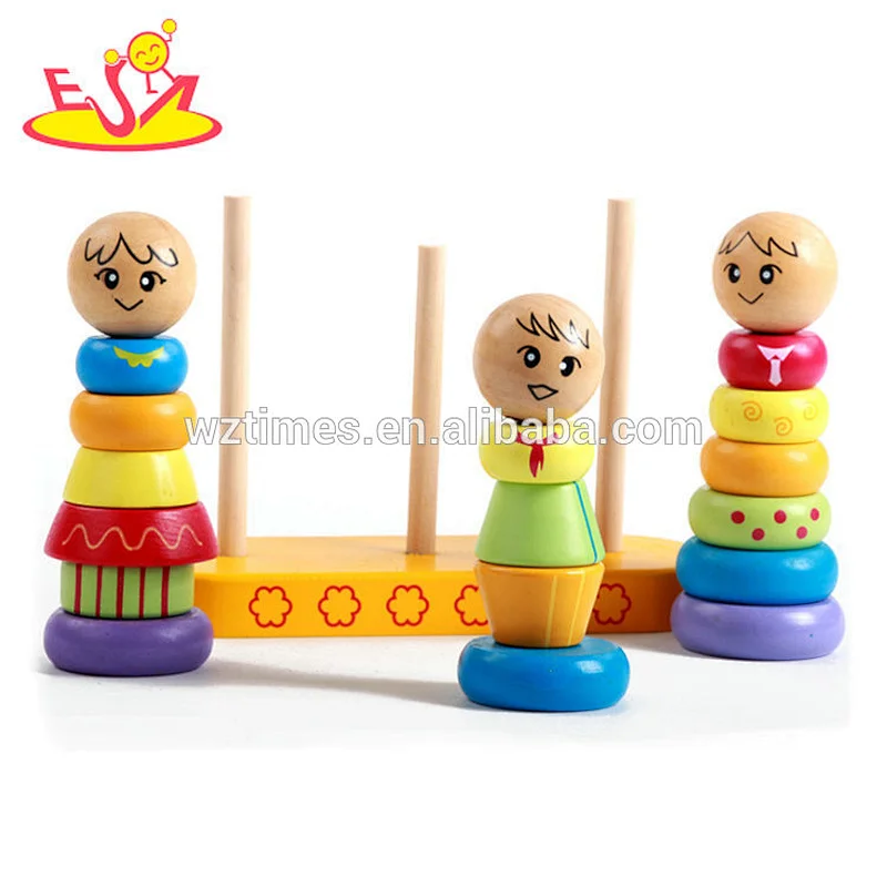 2018 Großhandel Früherziehung Puzzle Spielzeug aus Holz Stapeln Spielzeug für Kinder W13D175
