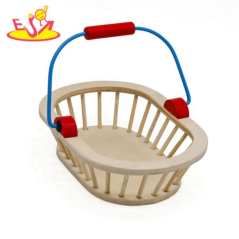 2019 Most popular pretend play food wooden fruit basket toy for kids W10B309