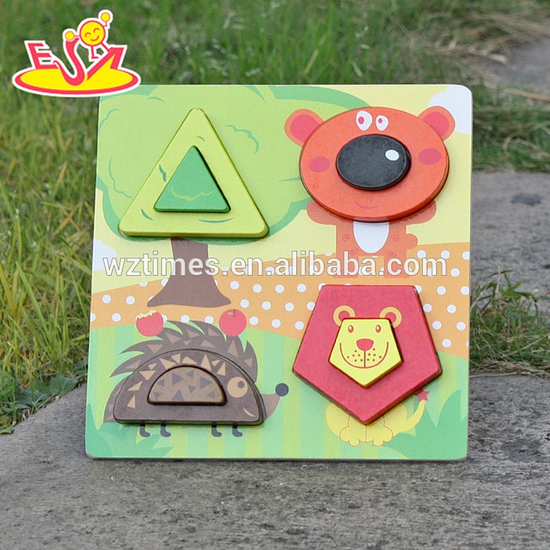 2018 New design educational wooden kids shape puzzle identify animals wooden kids shape puzzle best 3d kids shape puzzle W14D024