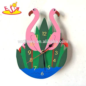 wholesale top fashion children wooden creative wall clock for sale W14K029