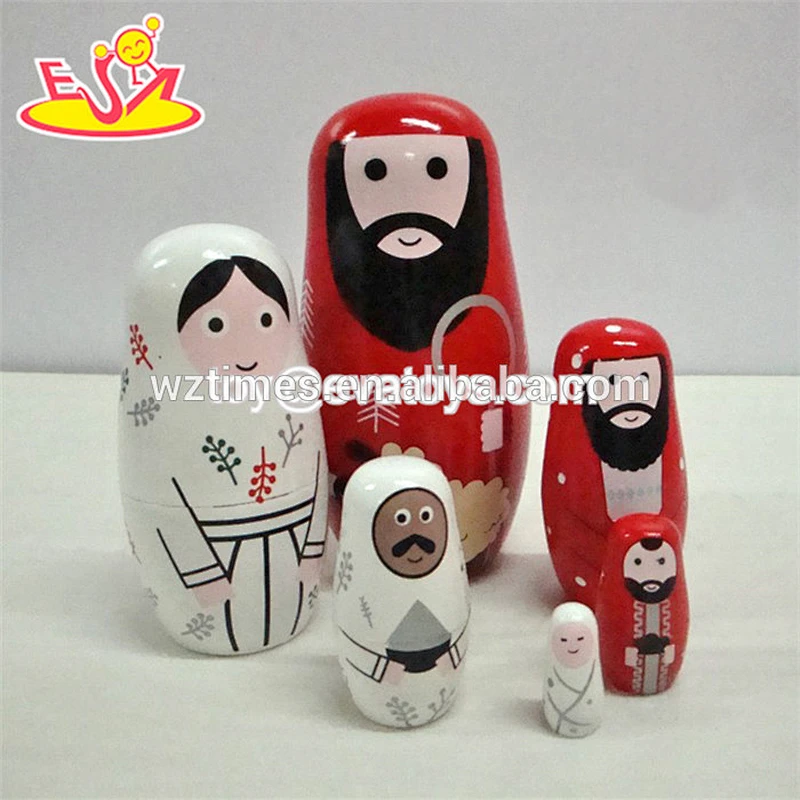 2018 Wholesale nesting doll 5 pcs wooden nesting dolls russian for children play W06D097