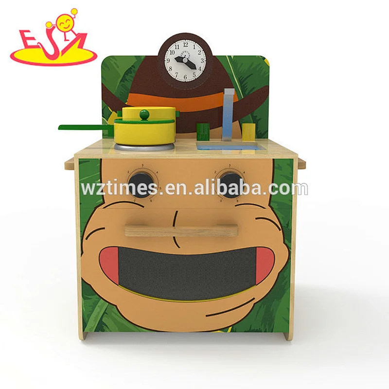 2018 Nuevo diseño original mono de madera colorido juego de cocina para niños juego para fingir W10C381