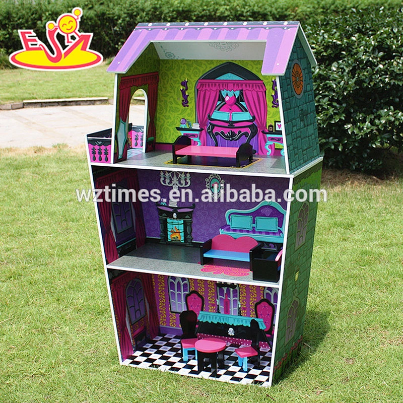 Wholesale beautiful europe style girls wooden crafted dollhouse toy W06A231
