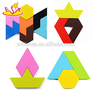 2018 Wholesale high quality wooden triangle puzzle for kids education W14A167