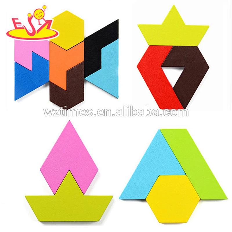2018 Wholesale high quality wooden triangle puzzle for kids education W14A167