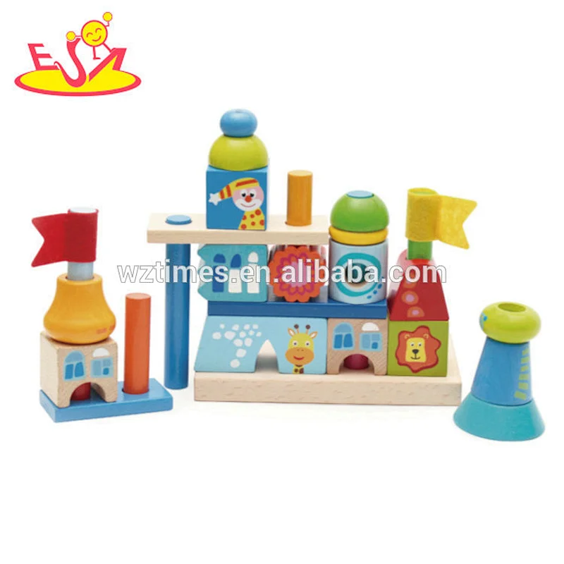 Hochwertige farbige Holzbausteine ​​für Kinder W13A146