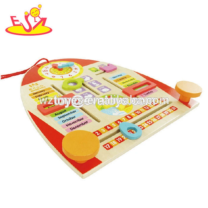 hottest sale kids early learning wooden calendar toy for children education W09F005
