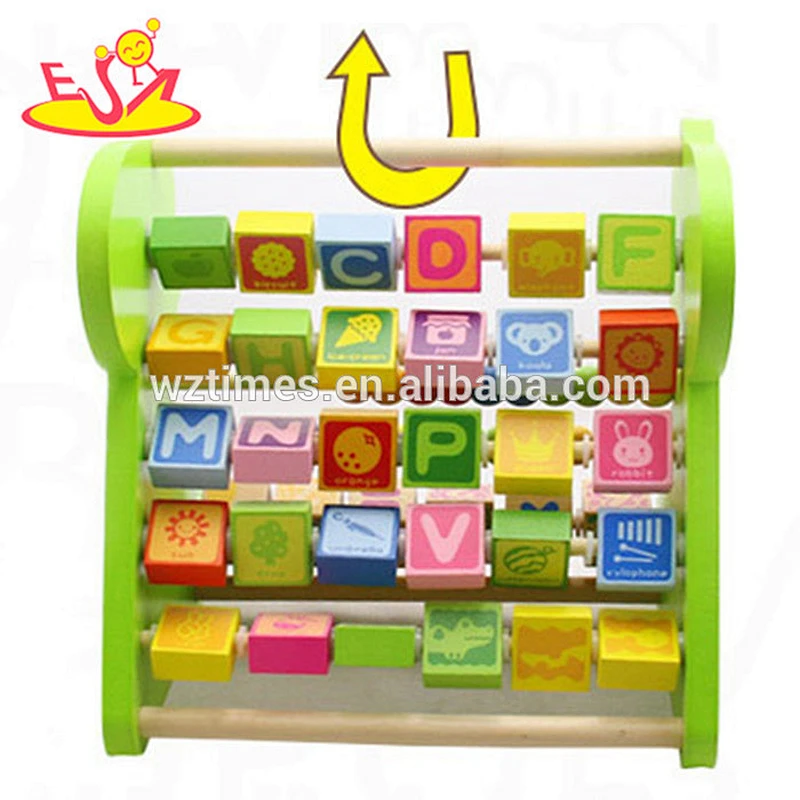 hot sale preschool multi-function baby wooden toy with letters for kids W12C009