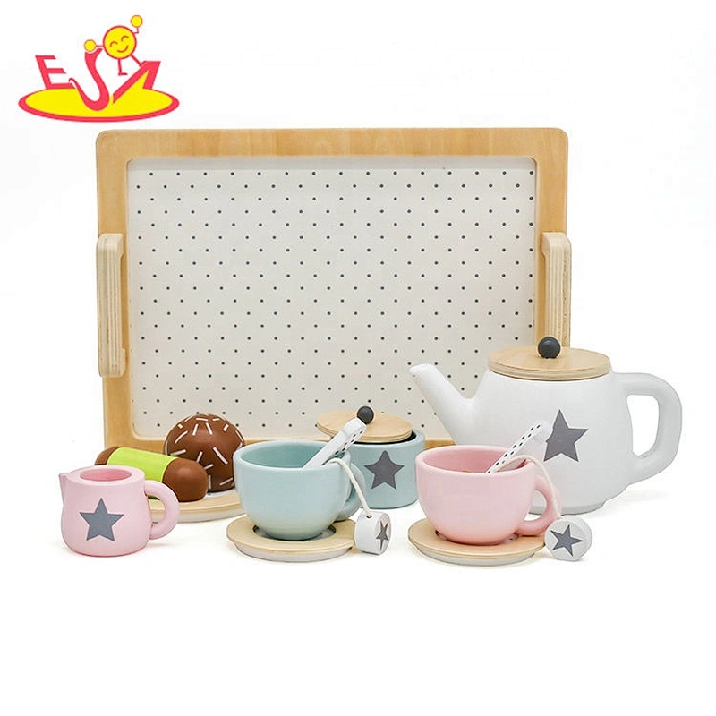 2019 New arrival pretend play toys wooden kids tea party set for sale W10B318