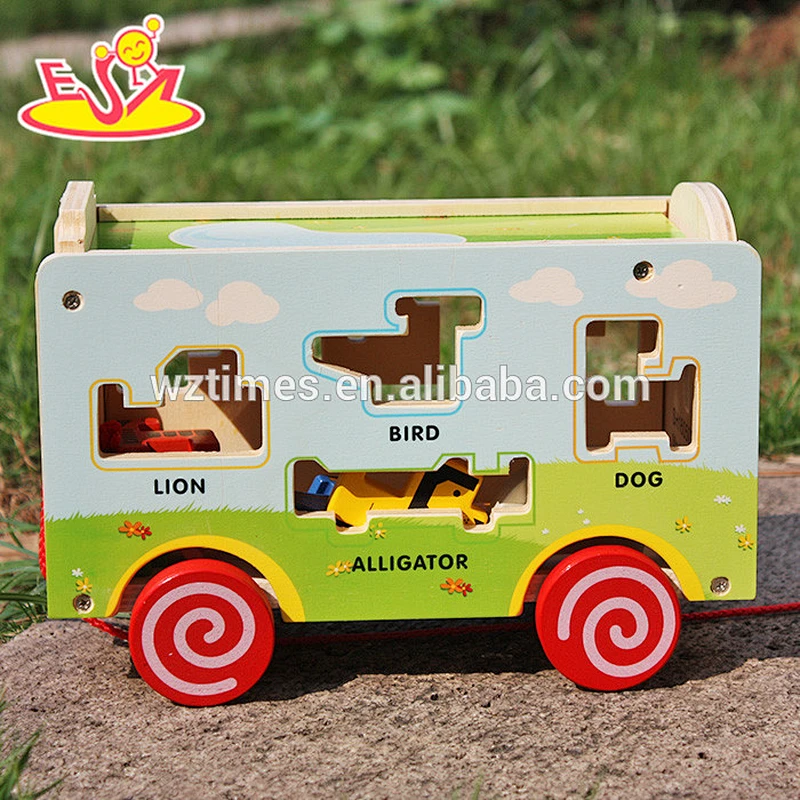 2018 wholesale kids wooden animal toy truck funny baby wooden animal toy truck children wooden animal toy truck W05B156