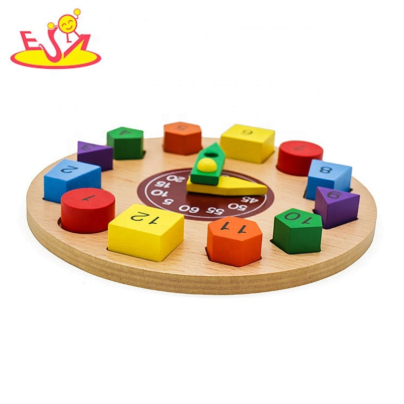2019 New sale early learning wooden clock puzzle for kids W14K055