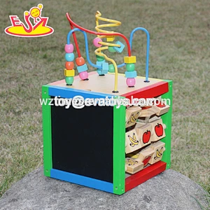 Wholesale educational games toddlers wooden whale toy bead car W11B148