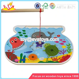 hot-selling kid wooden puzzle game wooden fishing toy for children W01A005