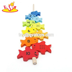 Top quality educational wooden magnetic fishing pole for children W01A342