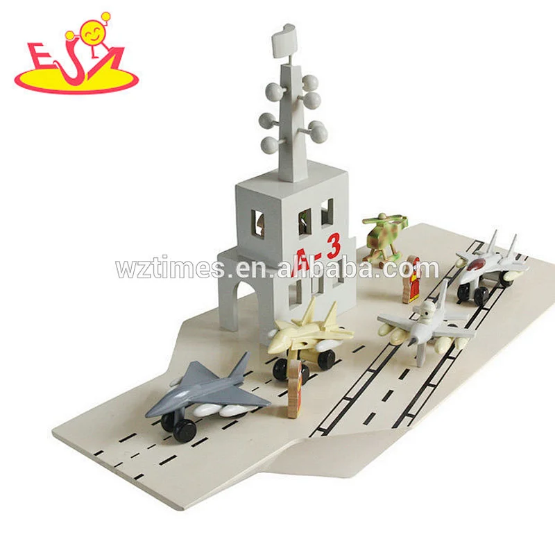 New design educational 3D wooden brain teaser sailing ship and airplane toy W04F007
