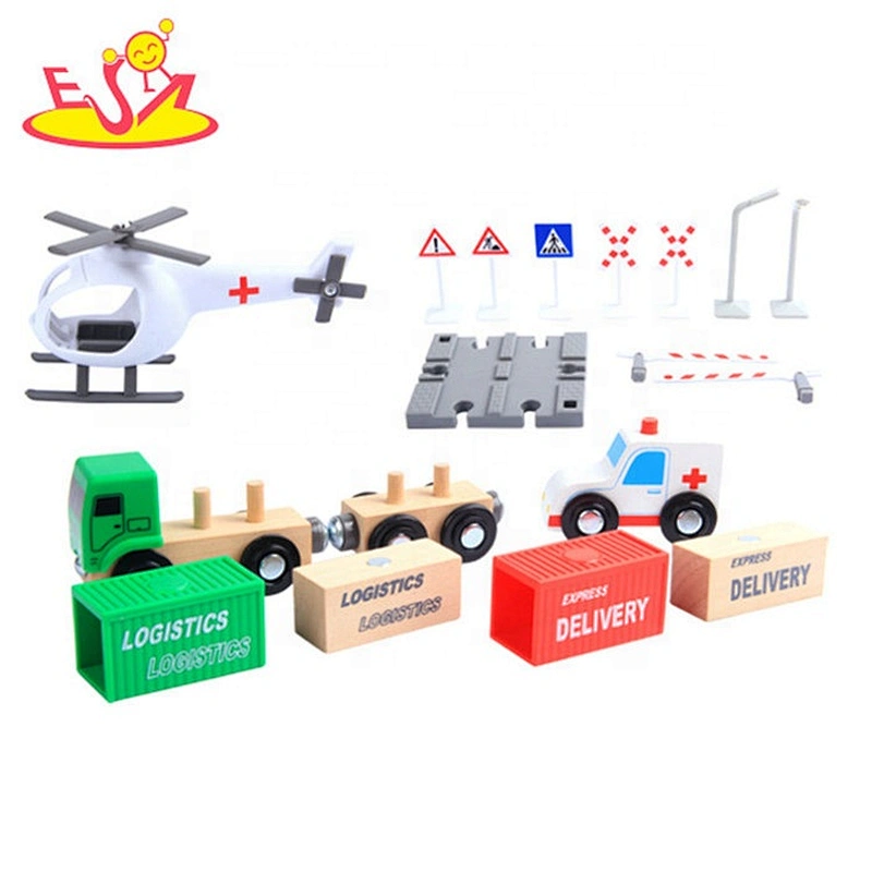 2019 New design kids educational wooden train jigsaw puzzles with railway W04C181