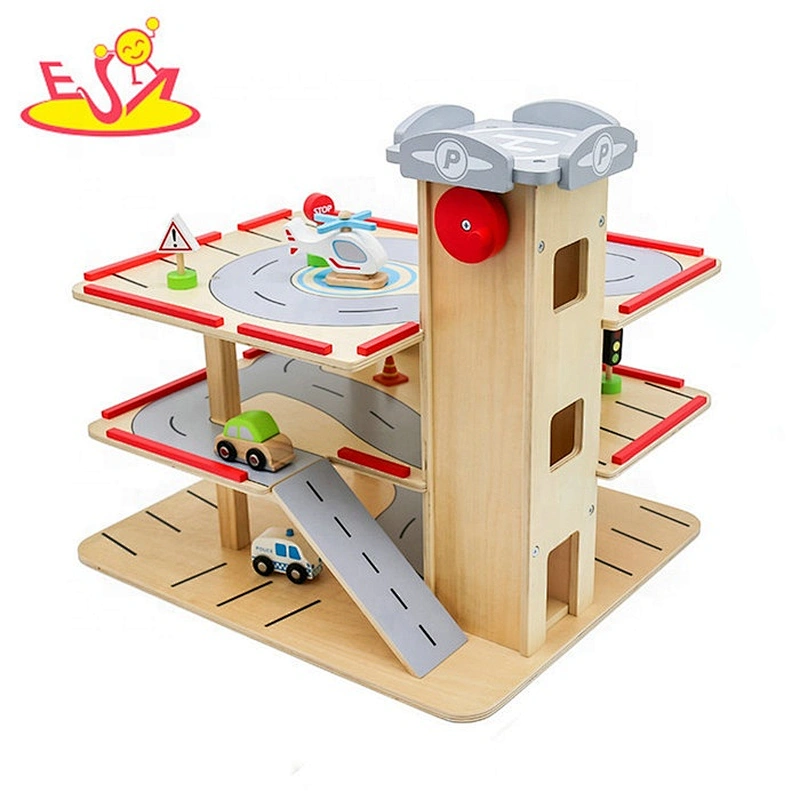 2019 New hottest preschool wooden kids car garage with elevator W04B077